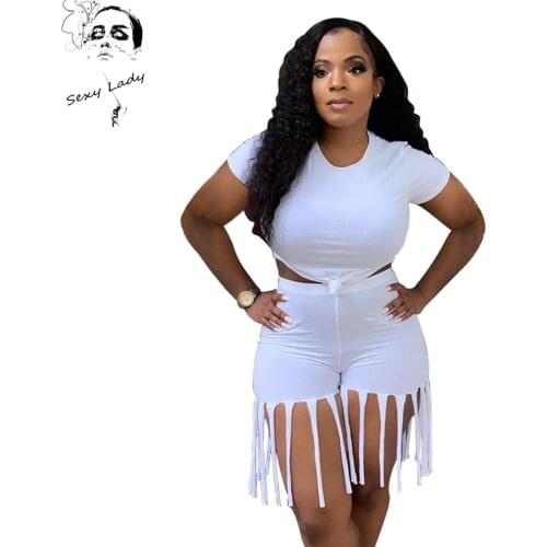 Sexy Lady Biker Shorts T-Shirt Pant Sports Suits Two Piece Set Women Fashion Tracksuit Summer Outfits