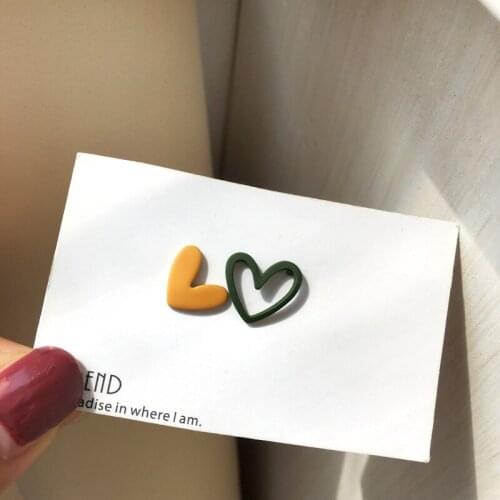 Hollow Heart Stud Earring 2021 New Fashion Painting Candy Color Jewelry Wholesale Accessory