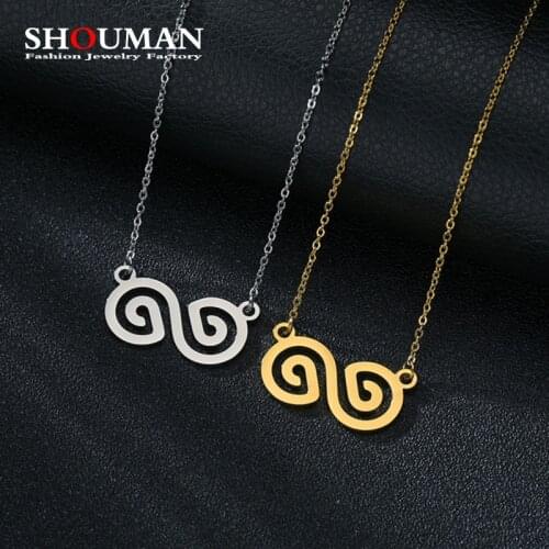 SHOUMAN Stainless Steel Wedding Gift bijoux Infinity Symbol Pendant Necklace High Polished for Women Girls Fashion Jewelry