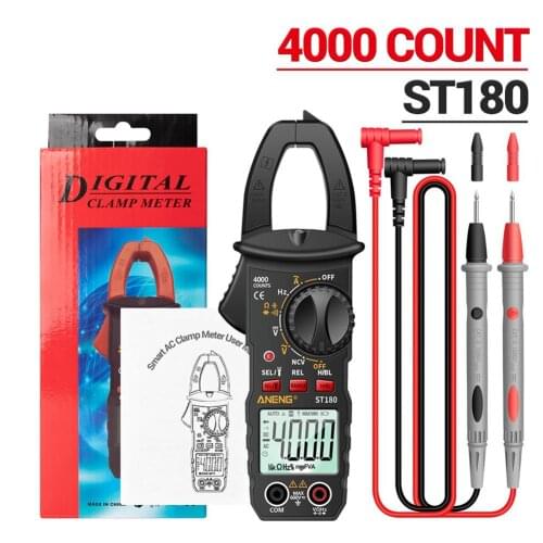 St180 Digital Clamp Meter Ac Current 4000 Counts Multimeter Ammeter Voltage Tester