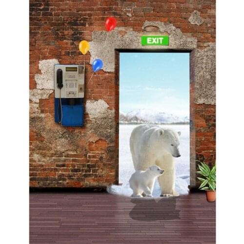 TR Polar Bear Photo Backgrounds Baby Photo Studio Props Brick House Wood Floor Photography Backdrops Child Kid 5x7FT fotografica
