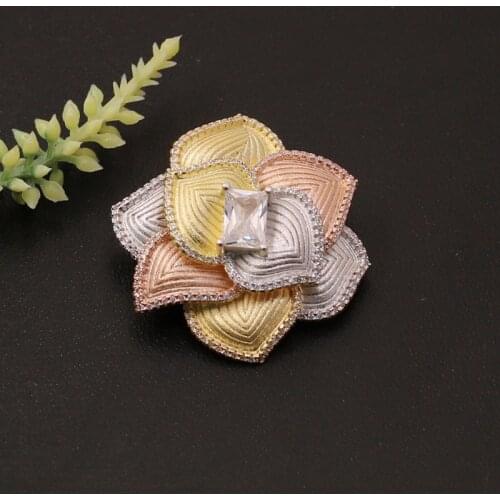 Vanifin Fashion Jewelry Artistical Flower with Zircon Brooch Pendant Dual Use for Engagement Wedding Micro Paved Popular Gifts