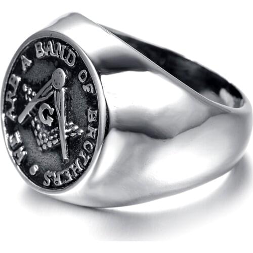Vintage Mens Round Freemason Mason Templar Masonic Ring US SIZE 7/8/9/10/11/12/13/14/15