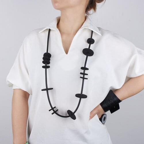 YD&YDBZ Strange Long Necklaces For Women Current Blue Rubber Rope Chain Necklace Handmade Goth Clothes Party Jewelry Accessories