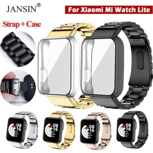 Watch Starp+Protector Case For Xiaomi Mi Watch Lite Correa Stainless Steel Band For Xiaomi Mi watch Lite Strap Bracelet Cover
