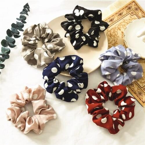 Women Hair Accessories Big Polka Dot Printed Lady Scrunchies Ponytail Hair Rubber Hair Band Hair Tie Striped Holder Rope Bands