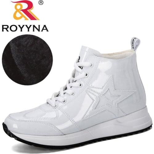 ROYYNA 2020 New Style Fashion Patent Leathert Snow Boots Winter Shoes Women Casual Ankle Botas Ladies Mujer Warm Plush Boots