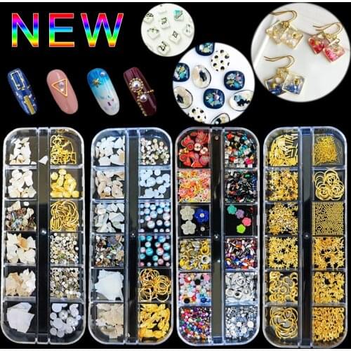 1Case Gold Silver Hollow 3D Nail Art Decorations Mix Metal Frame Nail Rivets Shiny Charm Manicure Accessories Studs