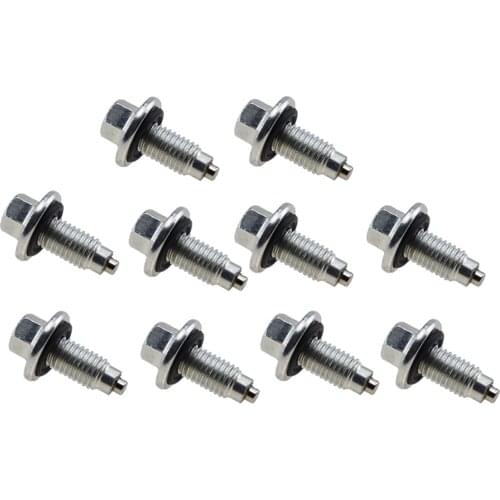 10 pcs/set Magnetic Engine Oil Pan Drain Nut Sump Plug Bolts Washer Protection M12×1.75 Fit for General Motors 11562588 653096
