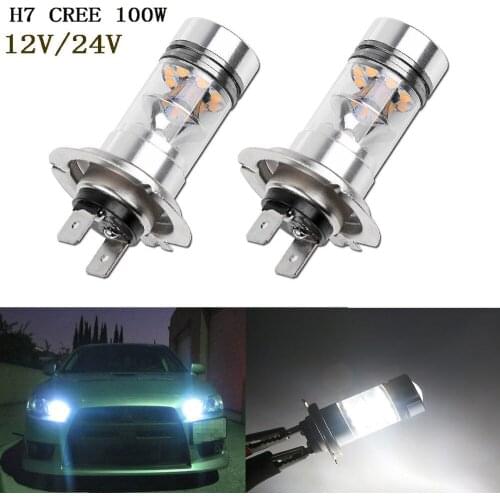 Super Bright 2Pcs H7 100W CREE LED chip Fog Tail Driving Car Light Lamp Bulb White Fog Driving DRL Light Bulbs White