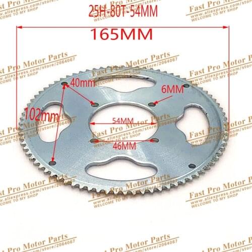 54mm 80 Tooth 25H Rear Chain Sprocket For 2 Stroke 47cc 49cc Engine Chinese Mini ATV Quad 4 Wheeler Pocket Bike Scooter Goped