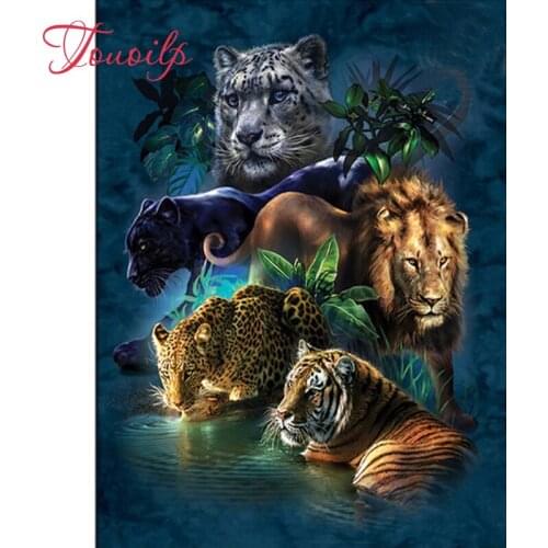 Diamond Painting Cross Stitch Diy Diamond Embroidery animal Big Cat Prowess Square Drill Diamond Mosaic Beads Pasted Needlework