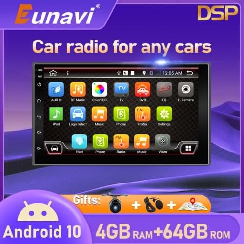 Eunavi 7'' 2 din car radio cassette recorder Android 10 multimedia player 2din auto GPS Navigation For Nissan automotivo NO DVD