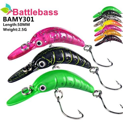 BATTLEBASS Sinking Minnow Fishing Lure 5cm 2.5g Mini Artificial Hard Bait Sharp Hook Crankbait Wobblers Trout Pike Bass Tackle