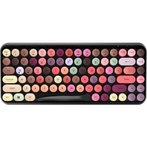 308i Wireless Bluetooth Keyboard Round Key Cap Gaming Keypad with 84 Keys for iPhone/An-droid/Windows Systems