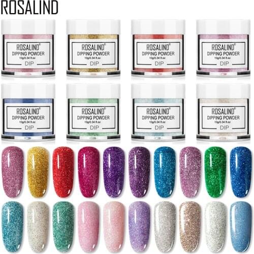 ROSALIND Glitter Dipping Powder Nail Dust Decorations Resin Pigment Nail Art Design Accessories Temperature Powder Need Base Top