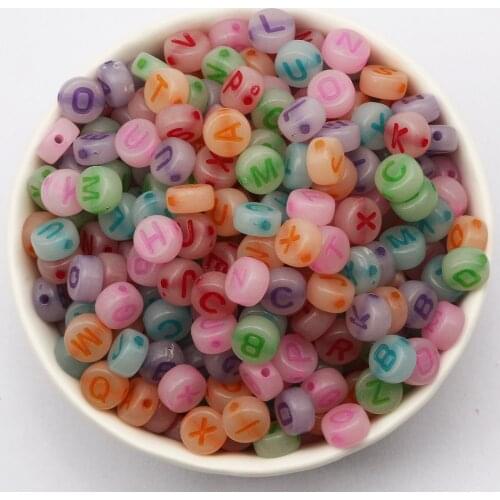 7mm Mixed Color Letter Acrylic Beads Round Flat Spacer Alphabet Beads For Jewelry Making DIY Crafts Scrapbooking Decoration