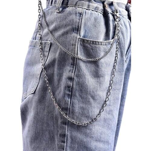 Double Layer Rock Punk Hook Trouser Pants Waist Link Belt Metal Chain Hip Hop Belts Chain For Women Men Clothes Accessories