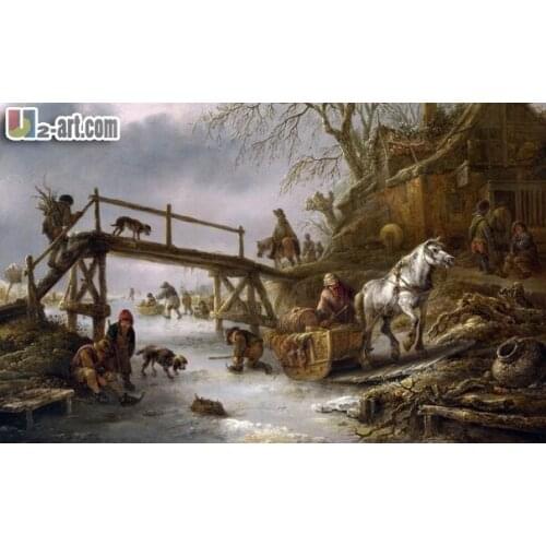 Canvas Prints (Isaac Van Ostade) Free shipping Impression oil painting home decoration fine art printing picture Classical-087