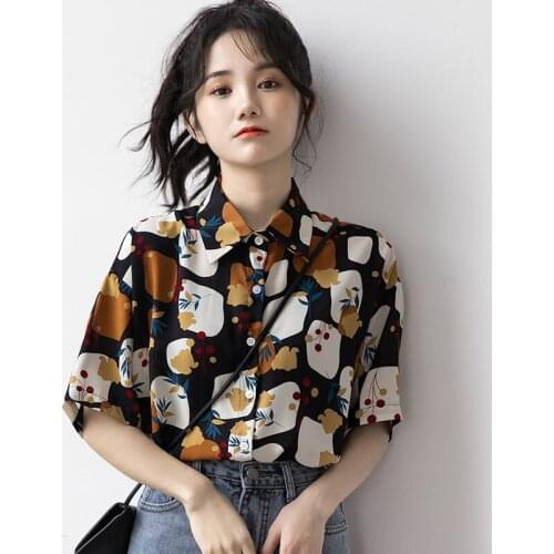 KoukiMa Vintage Korean Style Printed Women Shirt 2021 Long Sleeve Turn Down Clloar Kawaii Blouse Unique Floral Tops Blusas
