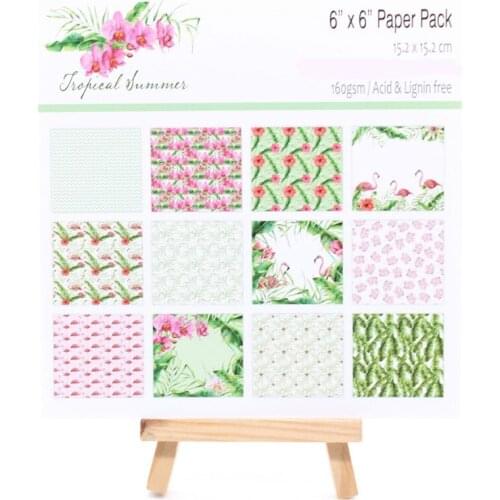 KSCRAFT 12pcs 6" Single-side Printed Tropical Summer pattern creative papercraft art paper handmade scrapbooking kit set book