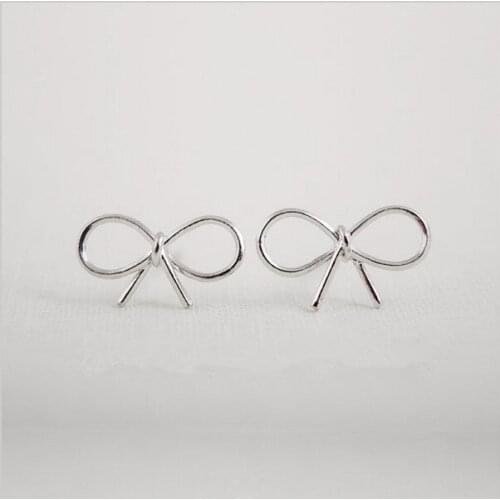 Fashion Sterling Sliver Bow Stud Earrings