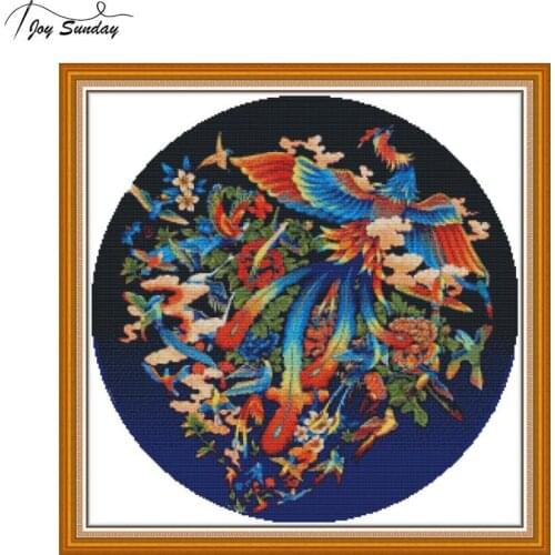 Joy Sunday Birds Pay Homage Counted Stamped Cross Stitch Kit Aida Canvas for Embroidery DMC Thread DIY Needlewrok Animal Pattern