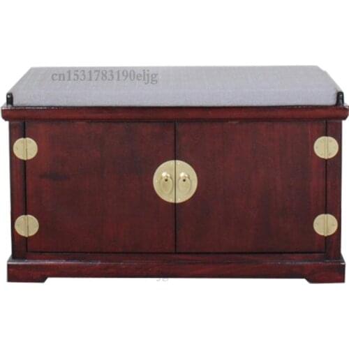 New Chinese Style Solid Wood Entrance Door Change Shoe Stool Home Sofa Wear Shoe Bed End Cabinet Long Sit Stool Storage Storage