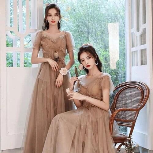 New Bridesmaid Dresses Fashionable Trends 2021 With Sleeves Ruffles Girlfriends Outfit Spring Fall Graduation Dreamy Dress