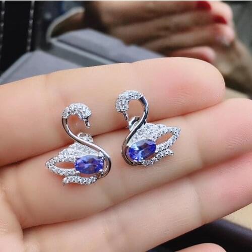 New Arrival Natural Real Tanzanite Earring Natural And Real 925 sterling silver Tanzanite Earring