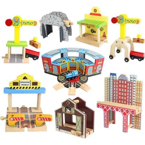 Educational Toys Wooden Train Track Accessories Parking Lot Railway Station Fit for Thomas Biro Multiple Tracks for Children