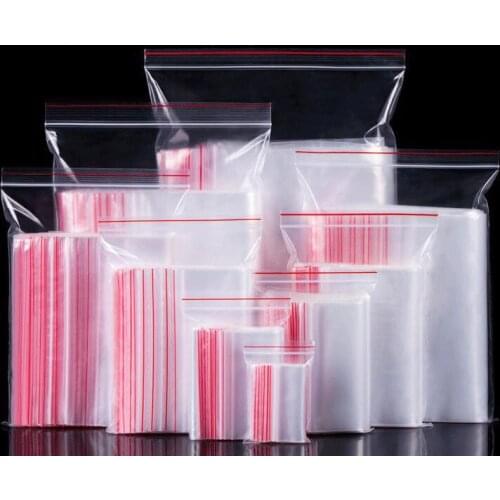 100PCS Zipper Lock Ziplock Bag Food Storage Bag Transparent Trinket Packing Vacuum Storage Bag Refrigerated Bag