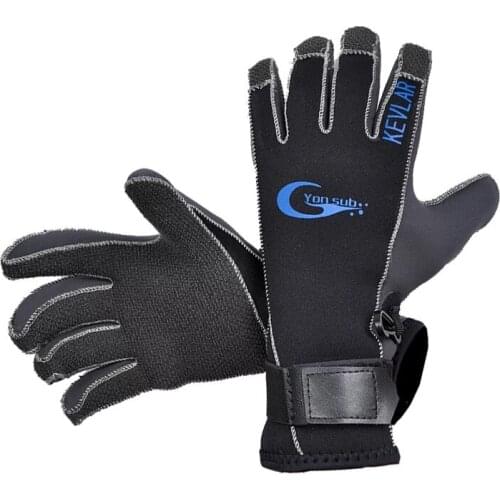 3MM Kevlar Diving Gloves For Underwater Hunting Non-slip Spearfishing Equipment Adjustable Black Gloves