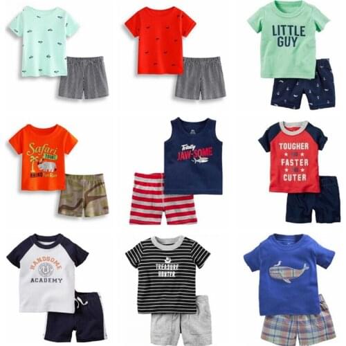 Summer Children Pajamas Half Sleeve Cartoon Kids Sleepwear Baby Boy Clothes Sleep Suit 2pcs Cotton Pyjamas Girl Nightwear