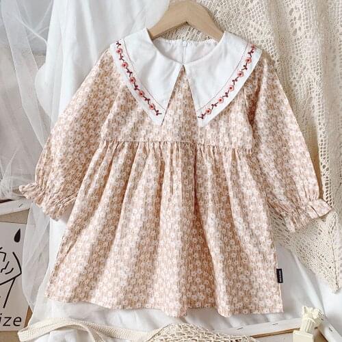 Dresses 2021 New Autumn Doll Collar Japanese And Korean Style Dress For 1-8Y Girls Childrens Costume Cotton Casual Clothing