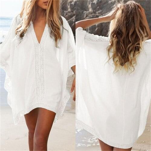 Beach Cover Up Loose Shirt Women Deep V Neck Bikini Cover Ups Sexy Swimwear Beach Shirts Dress Bathing Suit Beachwear Cover-ups