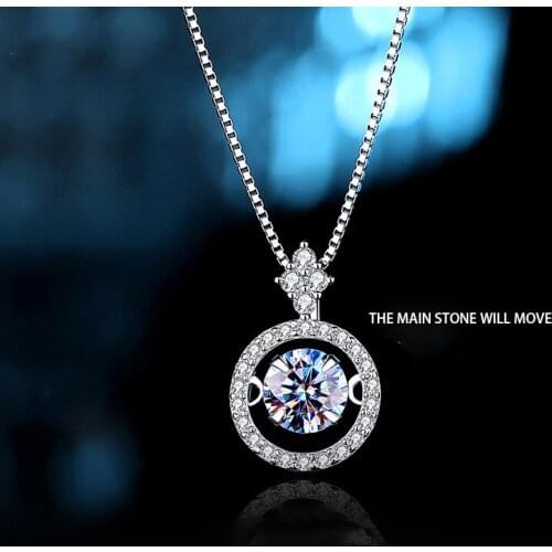 A Beating Heart Pendants White Moissanite Necklace 1ct 50points 925 Silver Set Zircon Necklaces For Women Wedding Gift Jewelry
