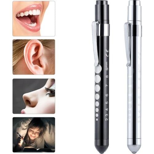 Nurse Pen Aluminum Alloy Penlight LED Pupil Light Oral Penlight with Scale