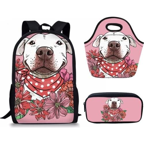 Schoolbags Backpack Childrens Kids Puppy Bulldog Terrier Printing Schoolbag Feminine Book Bag Children Kawaii Bagpack Pencil Bag