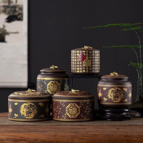 Vintage Travel Tea Container Ceramic Moisture-Proof Sealed Tea Caddy Sugar Coffee Canister Thee Doosjes Kitchen Supplies DE50CY