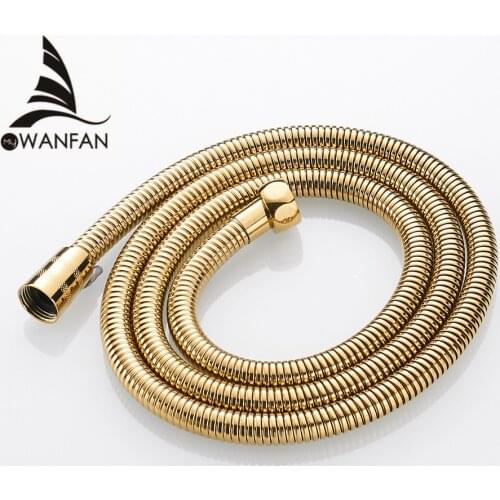 Plumbing Hoses Stainless Steel Gold 150cm Tube Shower Hose Flexible Shower Head Replacement Part Bathroom Water Hose HJ-0515