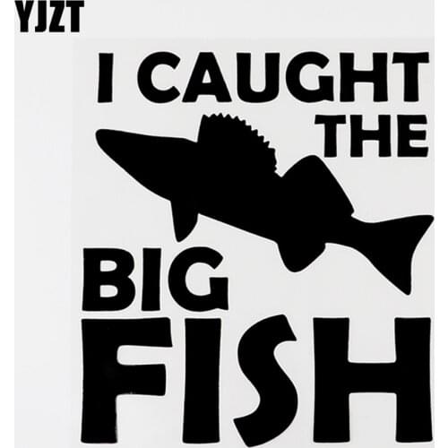 YJZT 15CM×17CM Creative Decal I Caught The Big Fish Vinyl Car Sticker Black/Silver 8C-0313