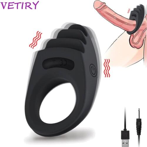 Vibrating Penis Ring Men Cock Ring Clitoris Stimulate Vibrator Delayed Premature Ejaculation Rings Adult Sex Toys for Couples
