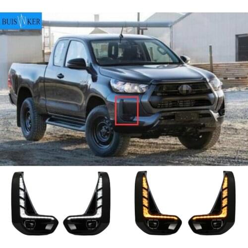 1Set For Toyota Hilux Revo 2020 2021 LED DRL Daytime Running Lights Daylight Fog Lamp Decoration Signal