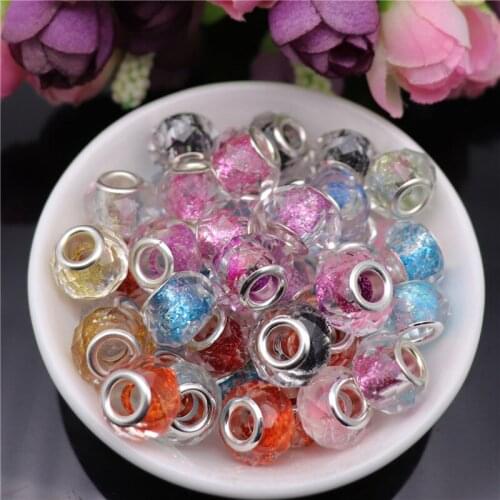 10pcs Glitter Powder Cut Faceted Glass Beads for Jewelry Making Bead Spacer fit Pandora Bracelet Round Original Necklace Charms