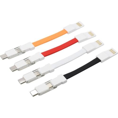 3 in 1 USB Cable For iPhone Xs Max 8 7 Plus Samsung 2A Android smartphone Micro USB Type C Cable with Keychain Portable Key 10cm