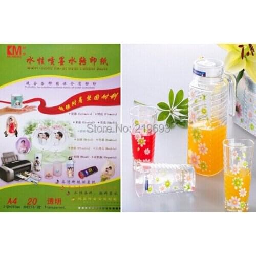 30 pcs A4 blank paper for glass slide decal transparent color water transfer paper,water-based inkjet clear water transfer paper