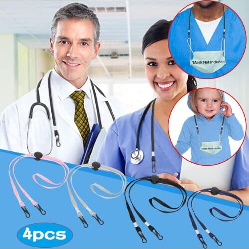 4PC Adjustable Face Mask Lanyard Handy&Convenient Safety Mask Rest&Ear Holder Rope Portable Neck Hanging Rope With Buckles Hook