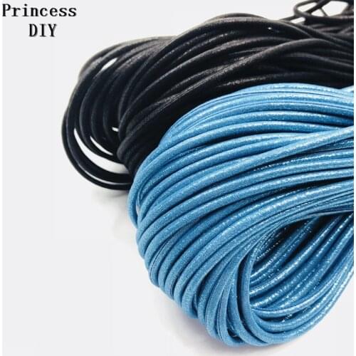 5M/Lot Jewelry Findings 3mm Blue Cords Round Soft Fabric Padded Cord Sequin Metallic Glitter Rope DIY Bracelet Collar Materia