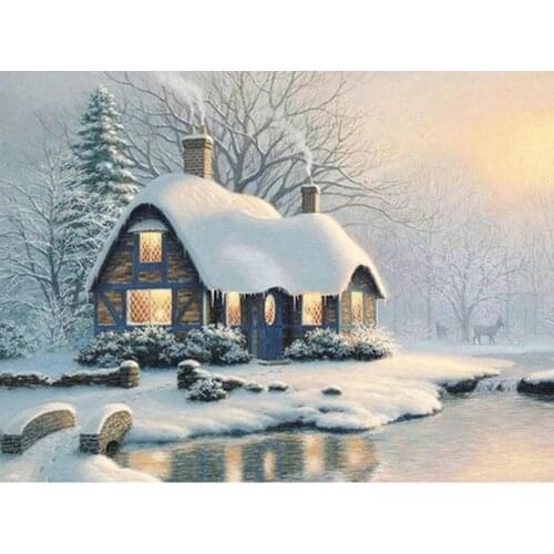 5D diy Diamond Painting winter snow nature scenery full Diamond Embroidery pattern Cross Stitch Diamond mosaic village home art